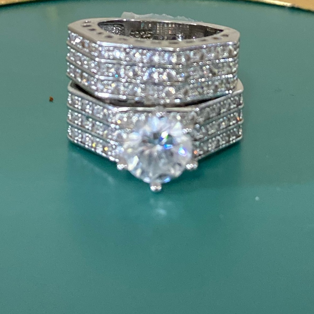 Elegant 2 Pieces 925 S Engagemet Ring Set